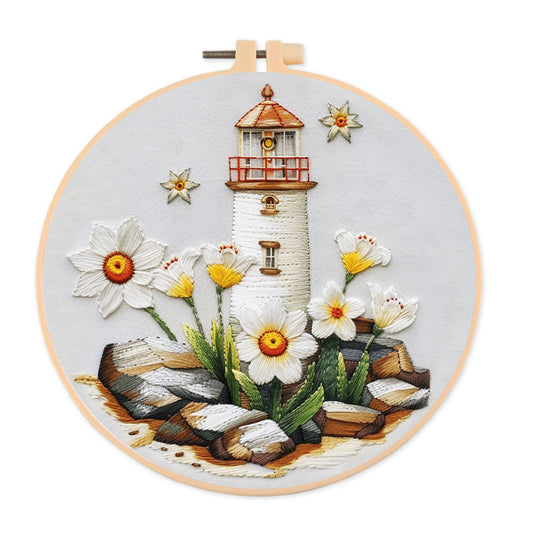 Rubbyoo Embroidery Kit-lighthouse Easy  Embroidery Kit For Beginners | Summer Crafts