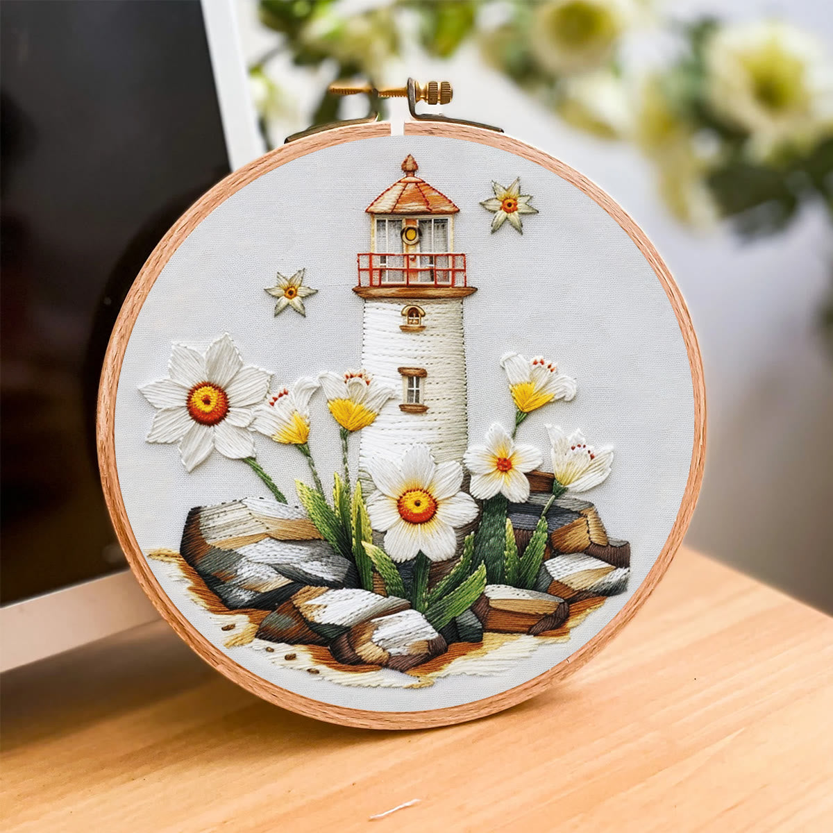 Rubbyoo Embroidery Kit-lighthouse Easy  Embroidery Kit For Beginners | Summer Crafts