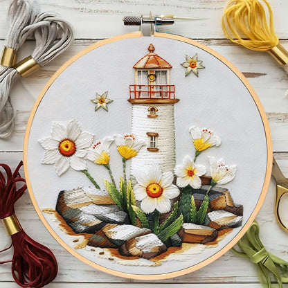 Rubbyoo Embroidery Kit-lighthouse Easy  Embroidery Kit For Beginners | Summer Crafts