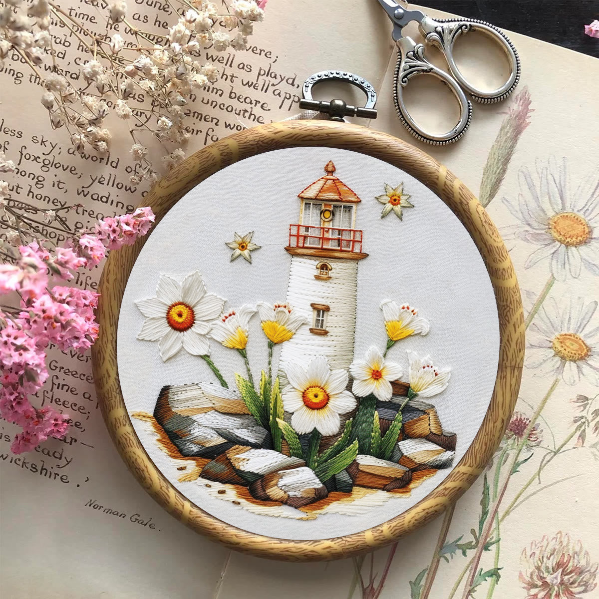 Rubbyoo Embroidery Kit-lighthouse Easy  Embroidery Kit For Beginners | Summer Crafts