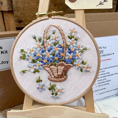 Rubbyoo Embroidery Kit-  Basket Of Flowers Diy Kit For Women| Diy Craft Kits