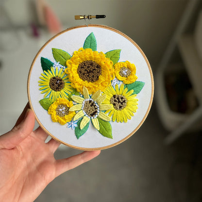 Rubbyoo Embroidery Kit-  Sunflower Starter Kit For Craft Lover