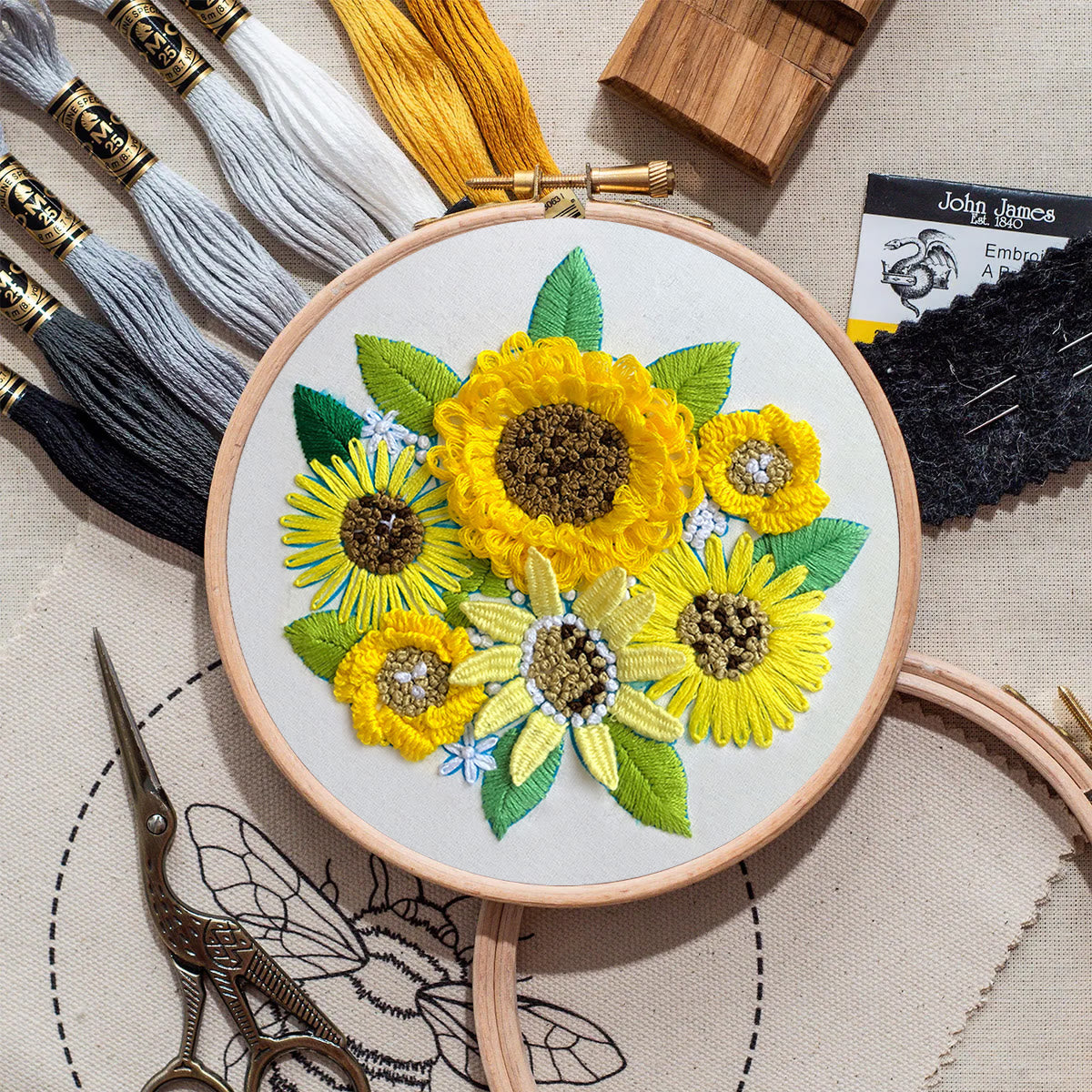 Rubbyoo Embroidery Kit-  Sunflower Starter Kit For Craft Lover