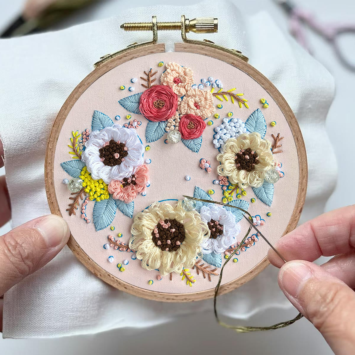 Rubbyoo Embroidery Kit-  Flower Garland Starter Kit For Craft Lover