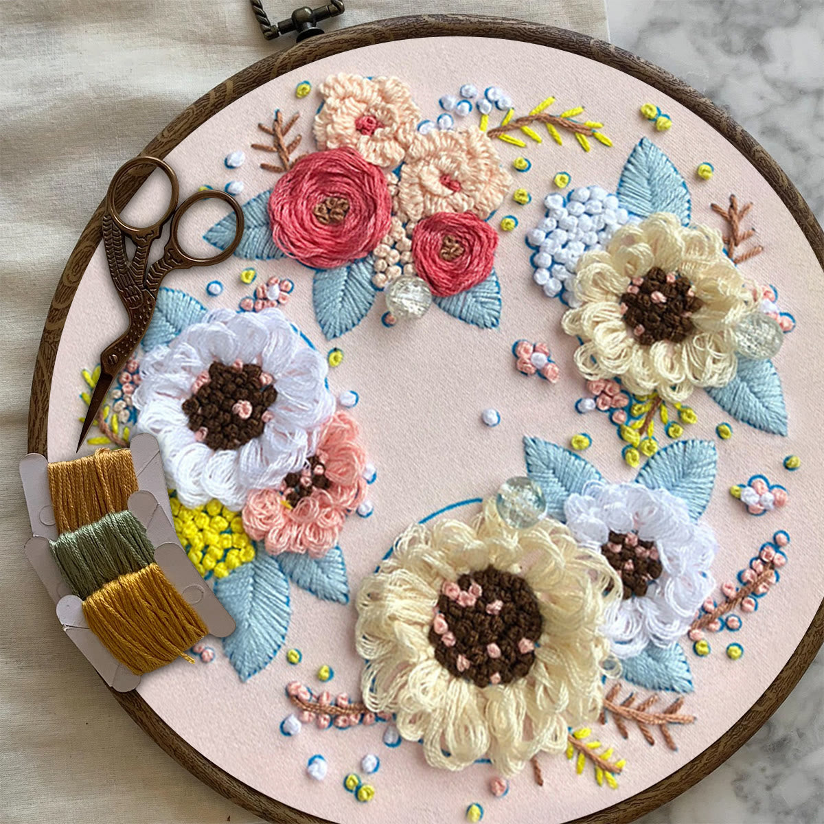 Rubbyoo Embroidery Kit-  Flower Garland Starter Kit For Craft Lover