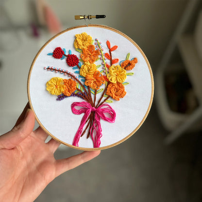 Rubbyoo Embroidery Kit-  Color Flowers Pattern Starter Kit For Craft Lover