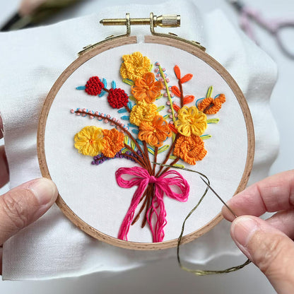 Rubbyoo Embroidery Kit-  Color Flowers Pattern Starter Kit For Craft Lover