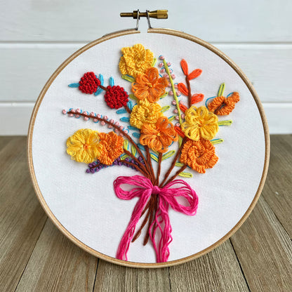 Rubbyoo Embroidery Kit-  Color Flowers Pattern Starter Kit For Craft Lover