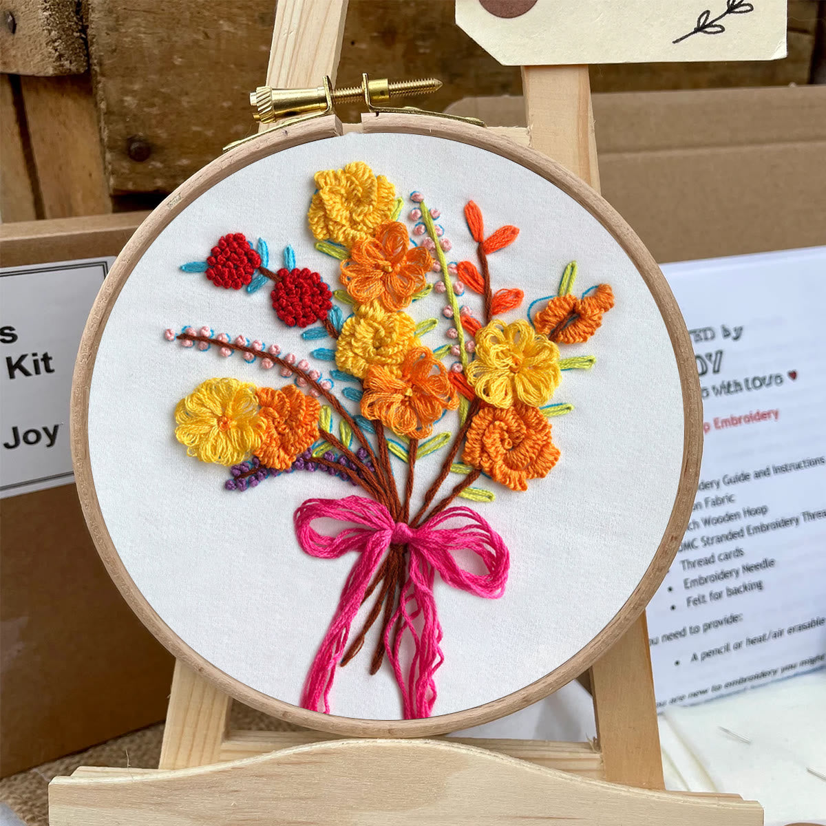 Rubbyoo Embroidery Kit-  Color Flowers Pattern Starter Kit For Craft Lover