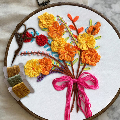 Rubbyoo Embroidery Kit-  Color Flowers Pattern Starter Kit For Craft Lover