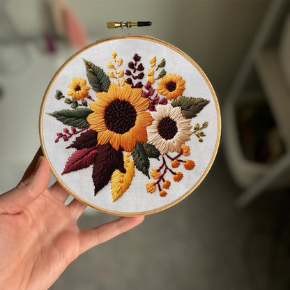 Rubbyoo Embroidery Kit- Sunflower Cluster| For Craft Lover Hand Stitch
