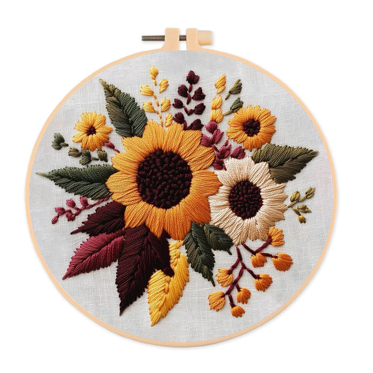 Rubbyoo Embroidery Kit- Sunflower Cluster| For Craft Lover Hand Stitch