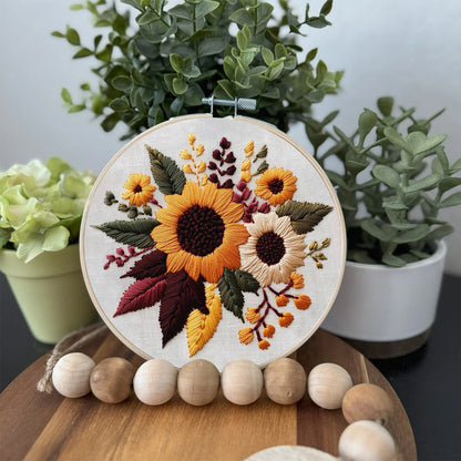Rubbyoo Embroidery Kit- Sunflower Cluster| For Craft Lover Hand Stitch