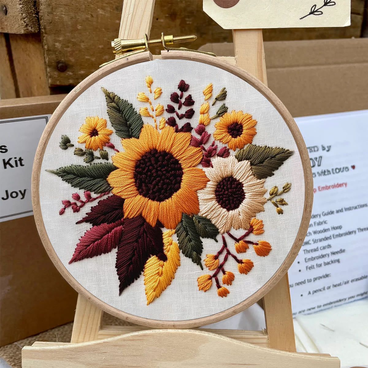 Rubbyoo Embroidery Kit- Sunflower Cluster| For Craft Lover Hand Stitch