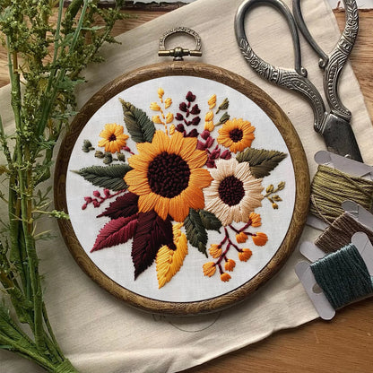 Rubbyoo Embroidery Kit- Sunflower Cluster| For Craft Lover Hand Stitch