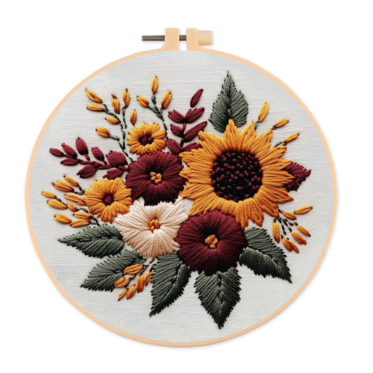 Rubbyoo Embroidery Kit-  Sunflower Cluster 2 | For Craft Lover Hand Stitch