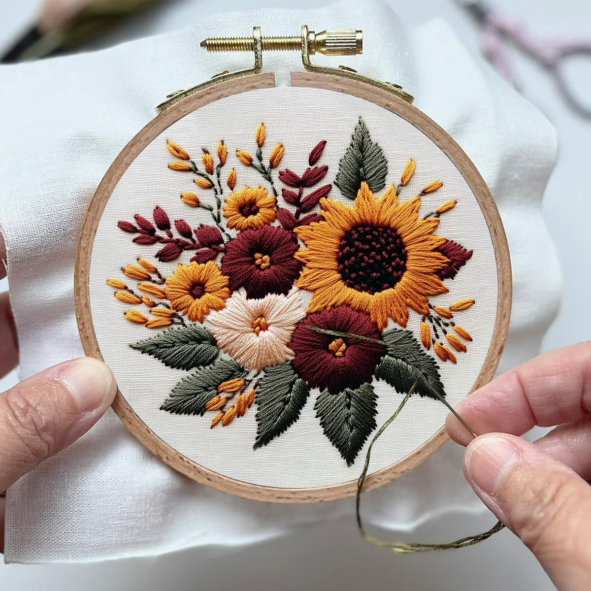 Rubbyoo Embroidery Kit-  Sunflower Cluster 2 | For Craft Lover Hand Stitch