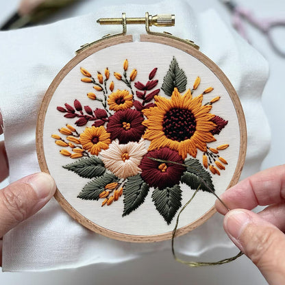 Rubbyoo Embroidery Kit-  Sunflower Cluster 2 | For Craft Lover Hand Stitch