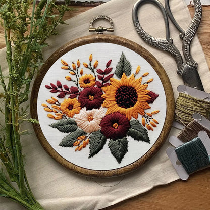 Rubbyoo Embroidery Kit-  Sunflower Cluster 2 | For Craft Lover Hand Stitch