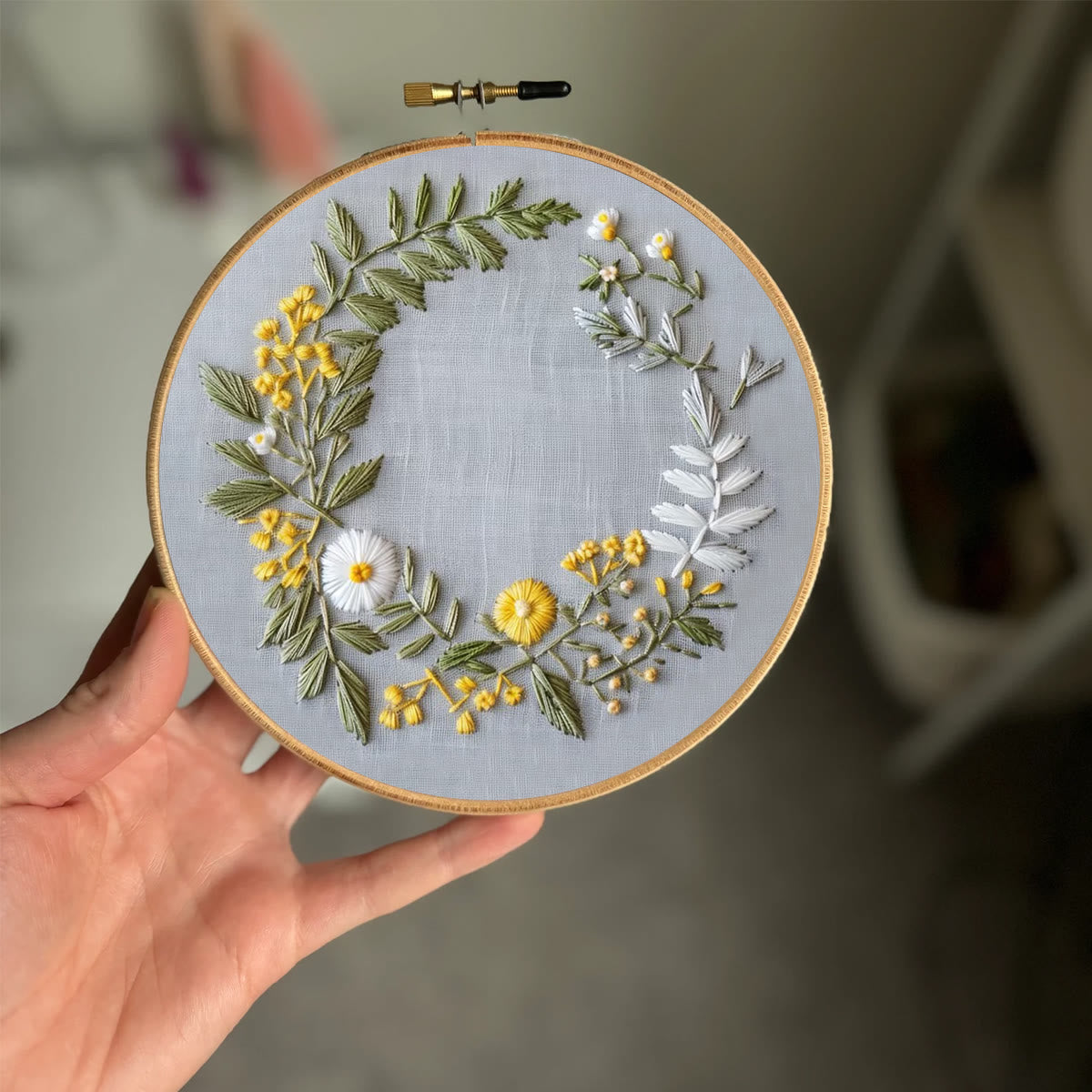 Rubbyoo Embroidery Kit- Delicate  Wreath | For Craft Lover Hand Stitch