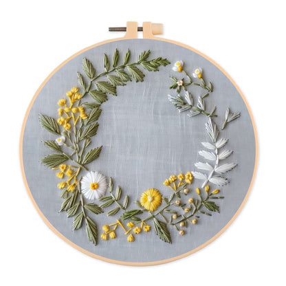 Rubbyoo Embroidery Kit- Delicate  Wreath | For Craft Lover Hand Stitch
