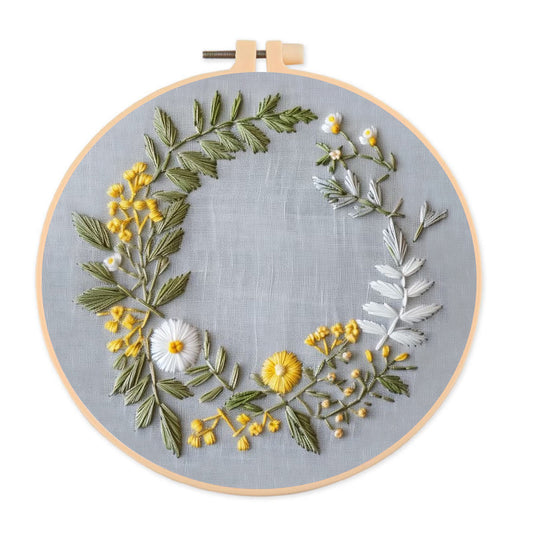 Rubbyoo Embroidery Kit- Delicate  Wreath | For Craft Lover Hand Stitch