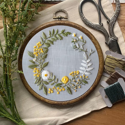 Rubbyoo Embroidery Kit- Delicate  Wreath | For Craft Lover Hand Stitch