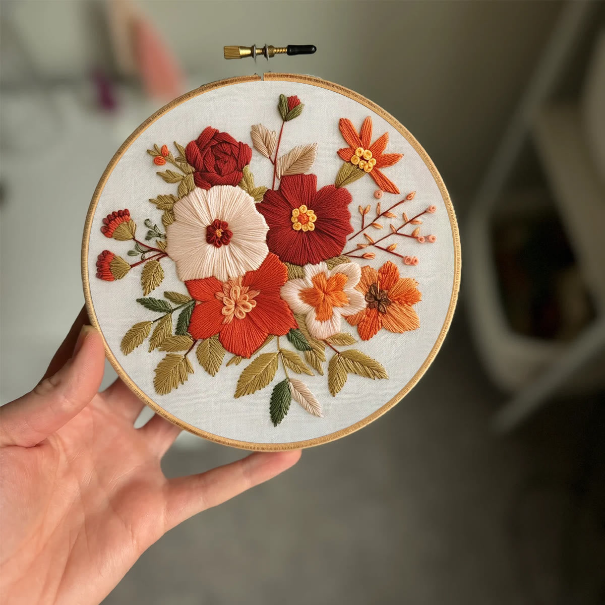 Rubbyoo Embroidery Kit- Autumn Blooms | For Beginners Hand Stitch