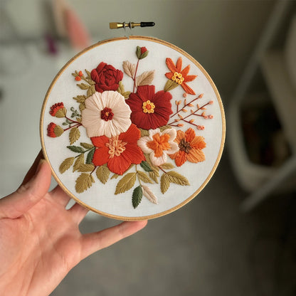 Rubbyoo Embroidery Kit- Autumn Blooms | For Beginners Hand Stitch