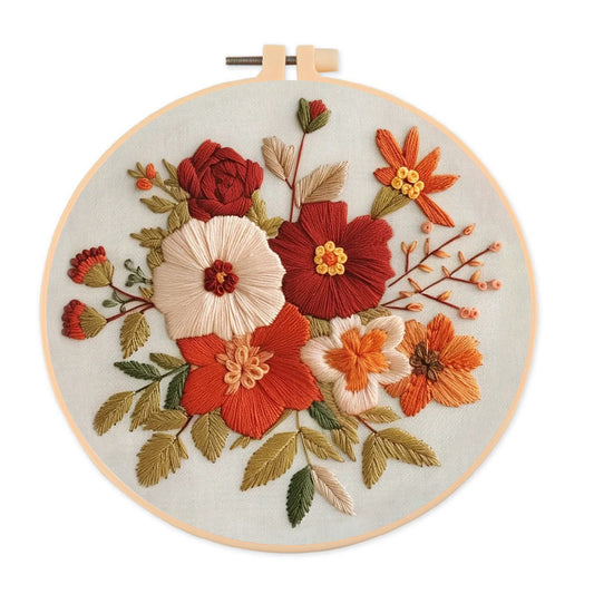 Rubbyoo Embroidery Kit- Autumn Blooms | For Beginners Hand Stitch