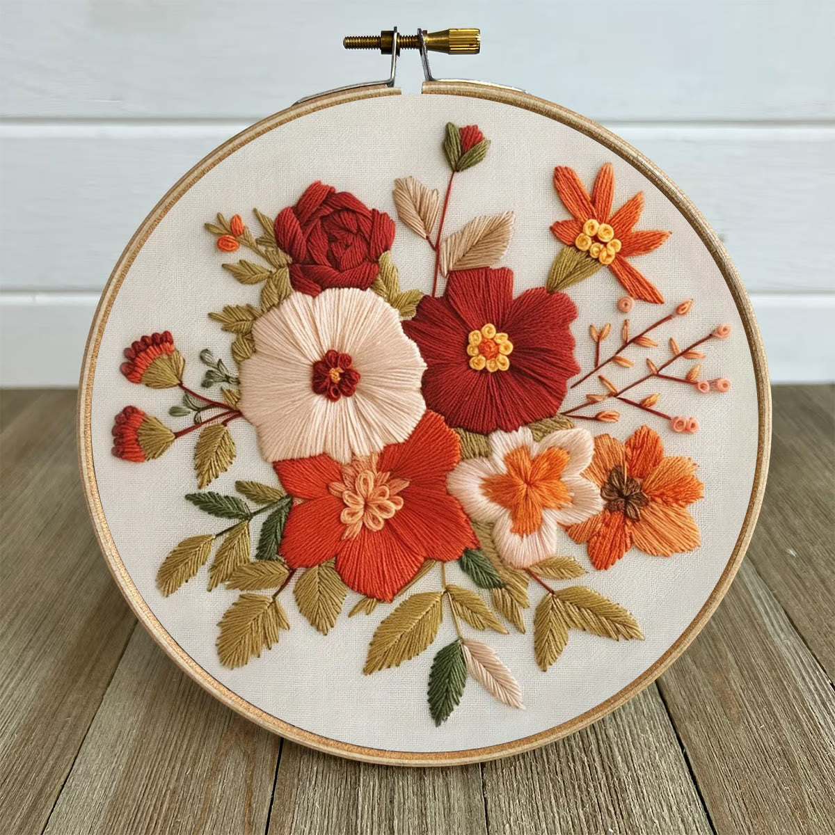 Rubbyoo Embroidery Kit- Autumn Blooms | For Beginners Hand Stitch