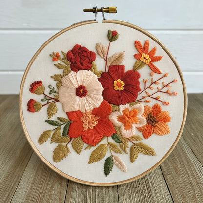 Rubbyoo Embroidery Kit- Autumn Blooms | For Beginners Hand Stitch