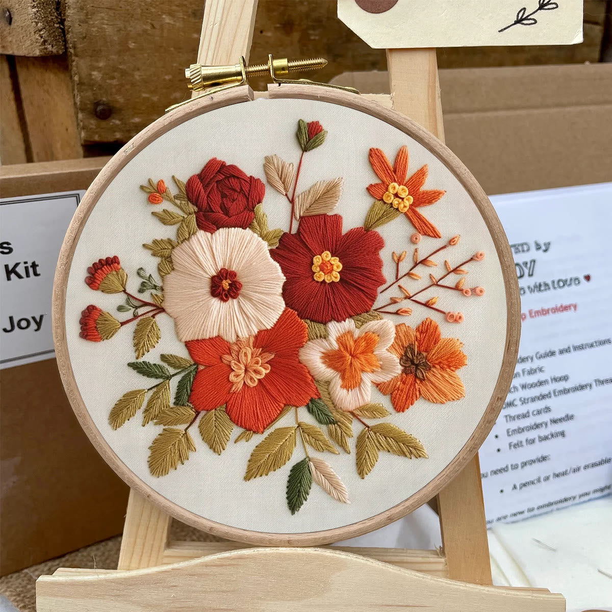 Rubbyoo Embroidery Kit- Autumn Blooms | For Beginners Hand Stitch