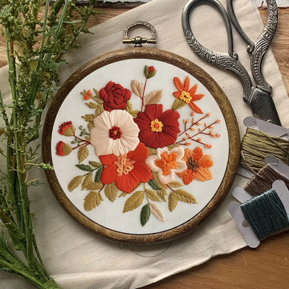 Rubbyoo Embroidery Kit- Autumn Blooms | For Beginners Hand Stitch