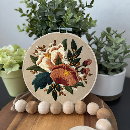 Rubbyoo Embroidery Kit- Blush Floral Pattern | For Beginners Hand Stitch
