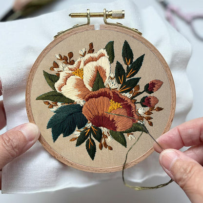 Rubbyoo Embroidery Kit- Blush Floral Pattern | For Beginners Hand Stitch