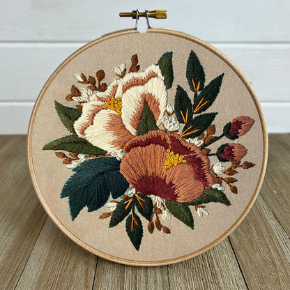 Rubbyoo Embroidery Kit- Blush Floral Pattern | For Beginners Hand Stitch