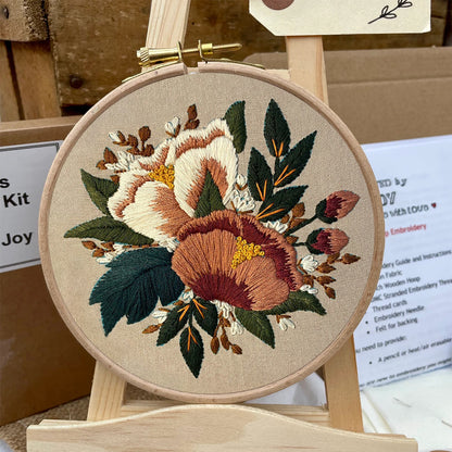 Rubbyoo Embroidery Kit- Blush Floral Pattern | For Beginners Hand Stitch
