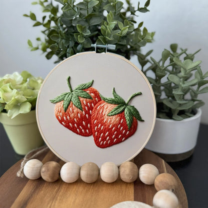 Rubbyoo Embroidery Kit- Two Big Strawberries | For Beginners DIY Craft Kits