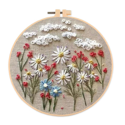 Rubbyoo Embroidery Kit- Daisy Pattern | Embroidery Kit For Beginner,Modern Embroidery
