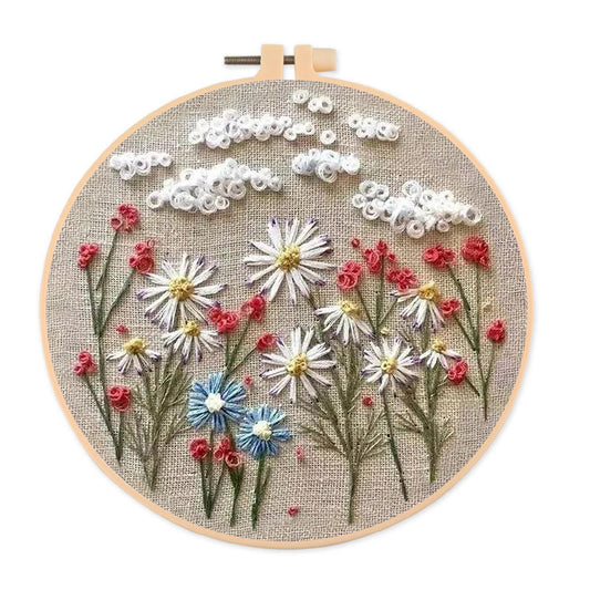Rubbyoo Embroidery Kit- Daisy Pattern | Embroidery Kit For Beginner,Modern Embroidery