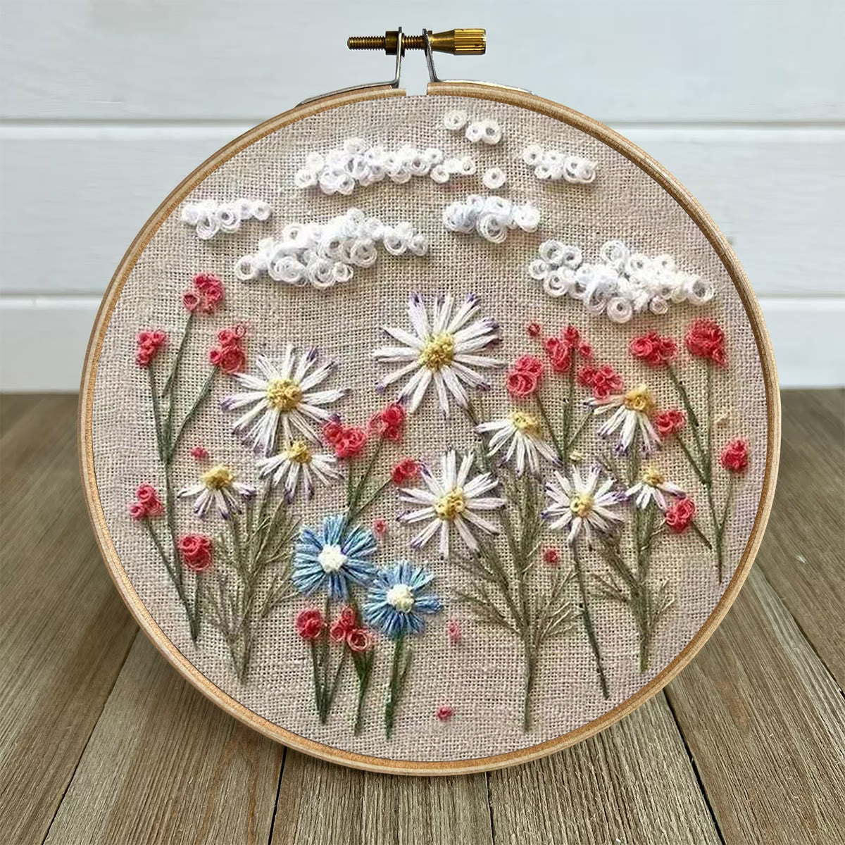 Rubbyoo Embroidery Kit- Daisy Pattern | Embroidery Kit For Beginner,Modern Embroidery