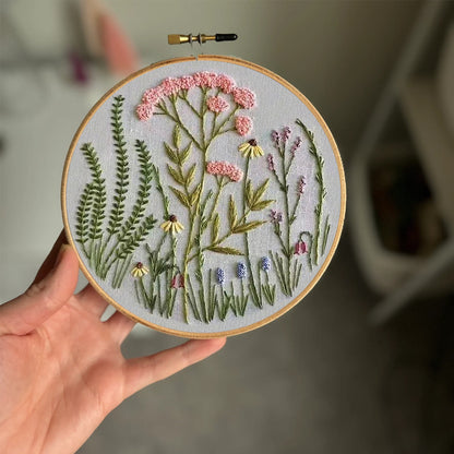 Rubbyoo Embroidery Kit-Wildflowers Pattern | Embroidery Kit For Beginner,Modern Embroidery
