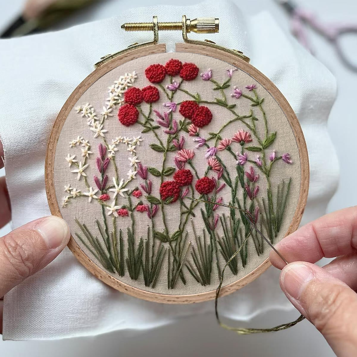 Rubbyoo Embroidery Kit-Floral Plant Pattern | Embroidery Kit For Beginner,Modern Embroidery