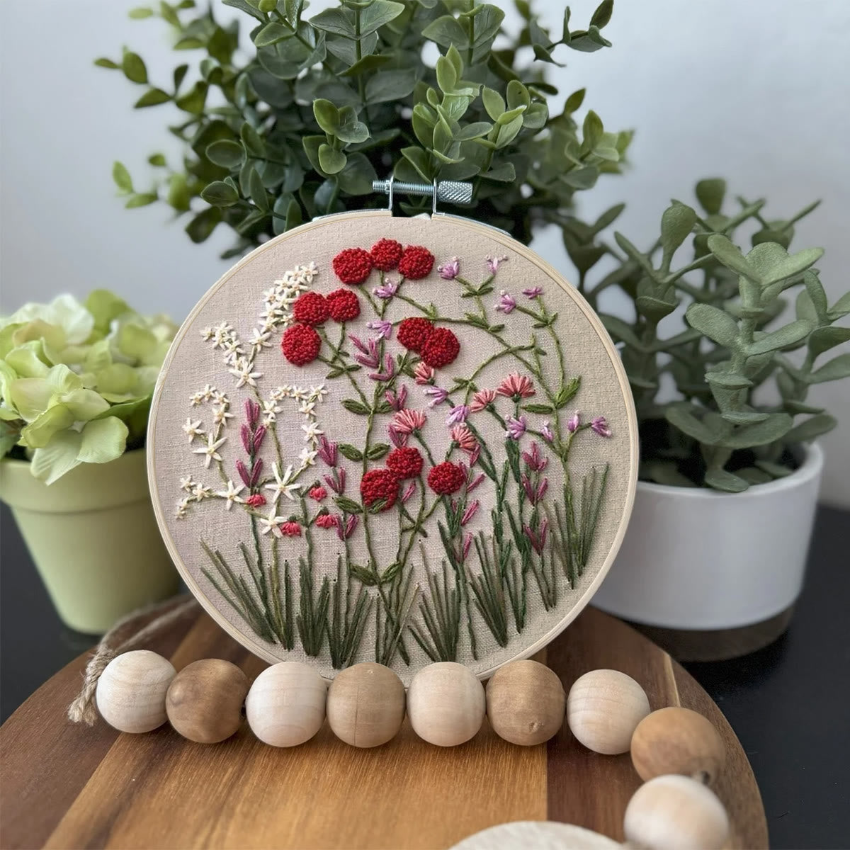 Rubbyoo Embroidery Kit-Floral Plant Pattern | Embroidery Kit For Beginner,Modern Embroidery