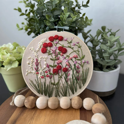 Rubbyoo Embroidery Kit-Floral Plant Pattern | Embroidery Kit For Beginner,Modern Embroidery