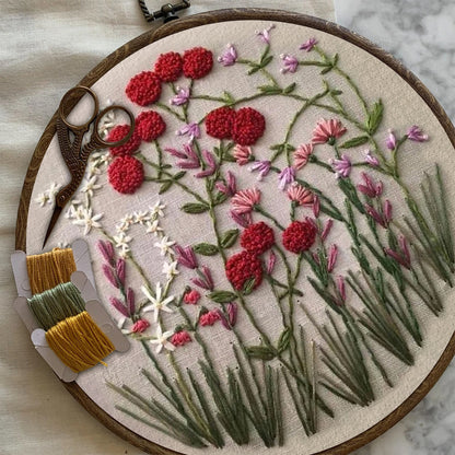 Rubbyoo Embroidery Kit-Floral Plant Pattern | Embroidery Kit For Beginner,Modern Embroidery