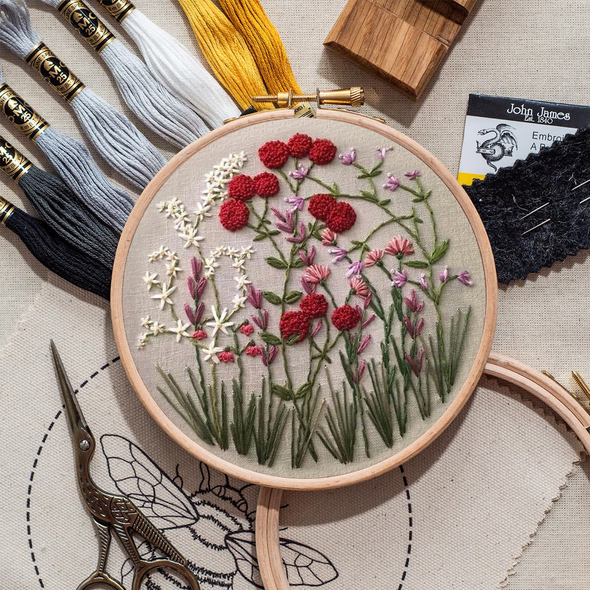 Rubbyoo Embroidery Kit-Floral Plant Pattern | Embroidery Kit For Beginner,Modern Embroidery