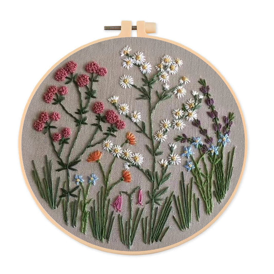 Rubbyoo Embroidery Kit-Floral Plant Pattern 2 | Embroidery Kit For Beginner,Modern Embroidery,Cross Stitch