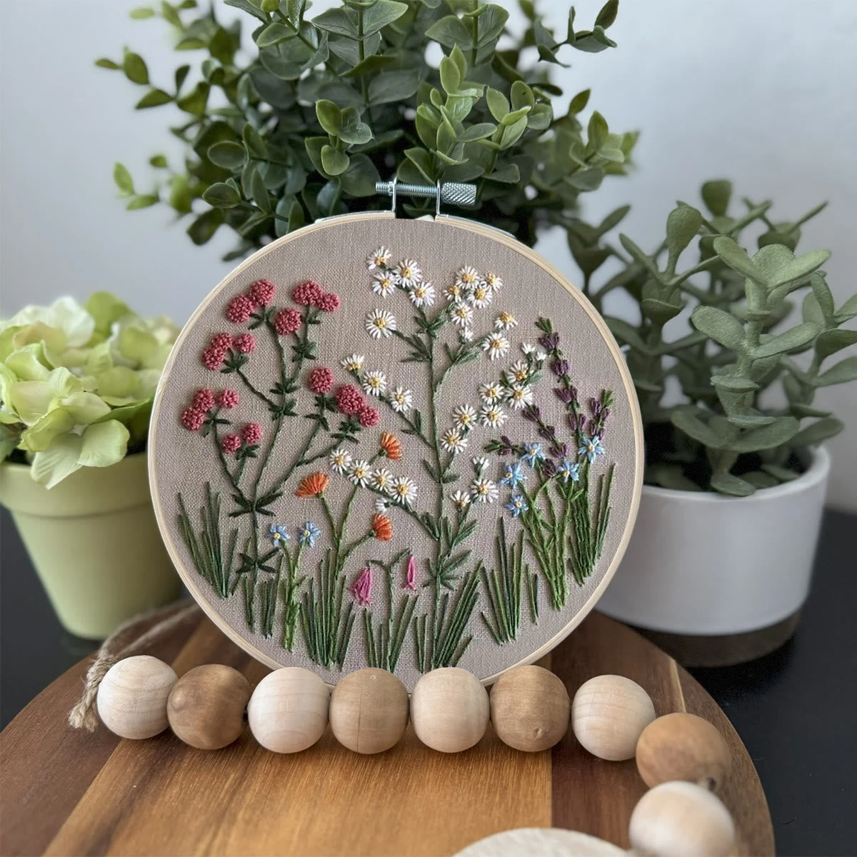 Rubbyoo Embroidery Kit-Floral Plant Pattern 2 | Embroidery Kit For Beginner,Modern Embroidery,Cross Stitch
